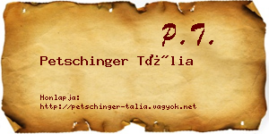 Petschinger Tália névjegykártya